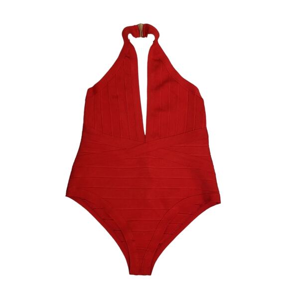 Boohoo Womens XL Bandage Plunge Sunsuit in Red NEW - Picture 4 of 16